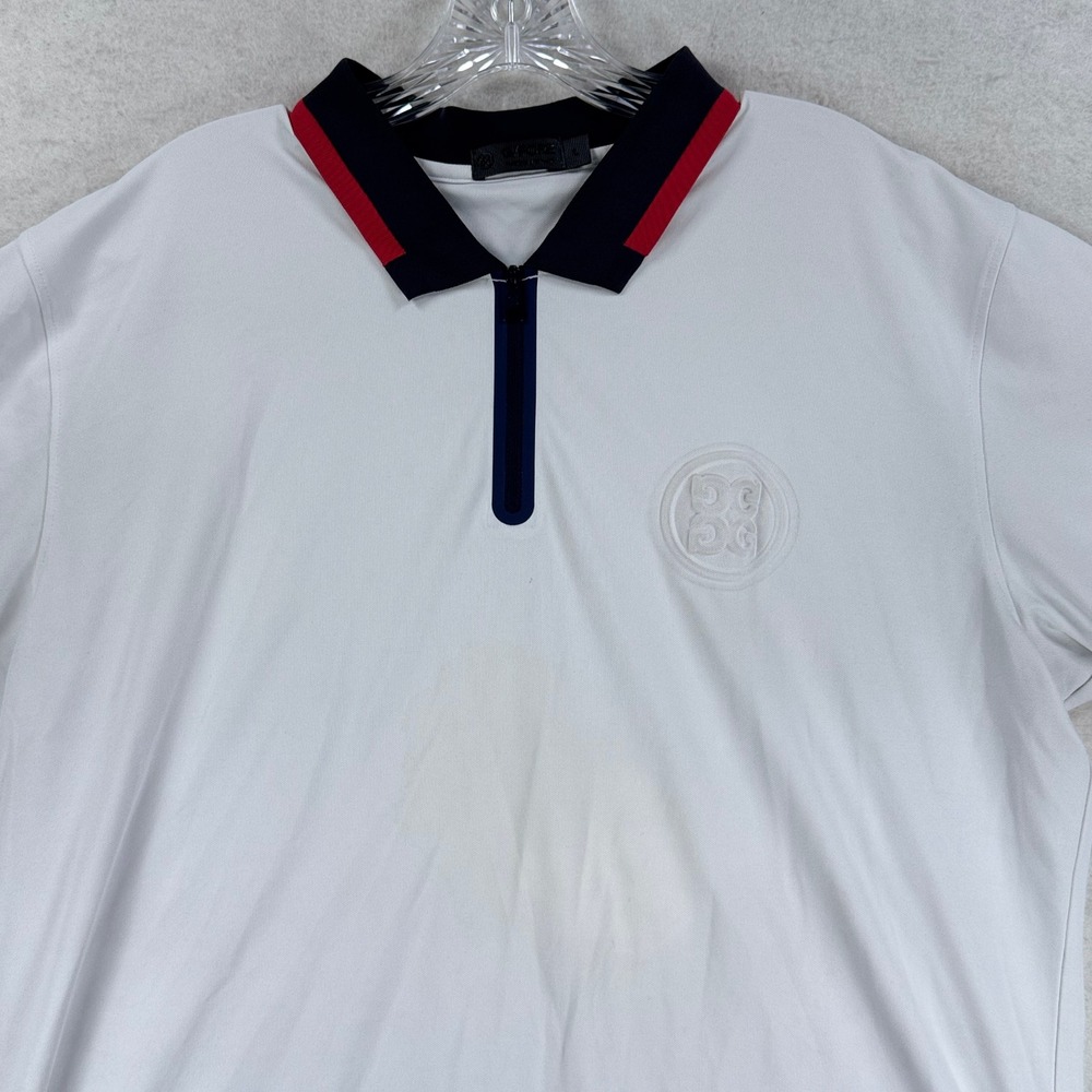 G/FORE Mens Morningside Golf Polo‎ Shirt White Quarter Zip Short Sleeve Large